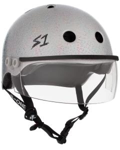 Helma s kšiltem S-ONE Lifer Visor Silver Glitter M