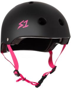 Kask S-ONE Lifer Czarny Matowy Różowy Paski M