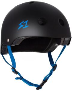 Kask S-ONE Lifer Czarny Matowy Cyjan Paski M