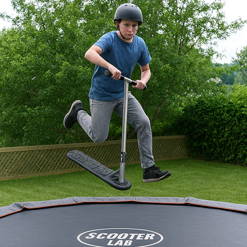 Hulajnoga trampolinowa na trampolinie